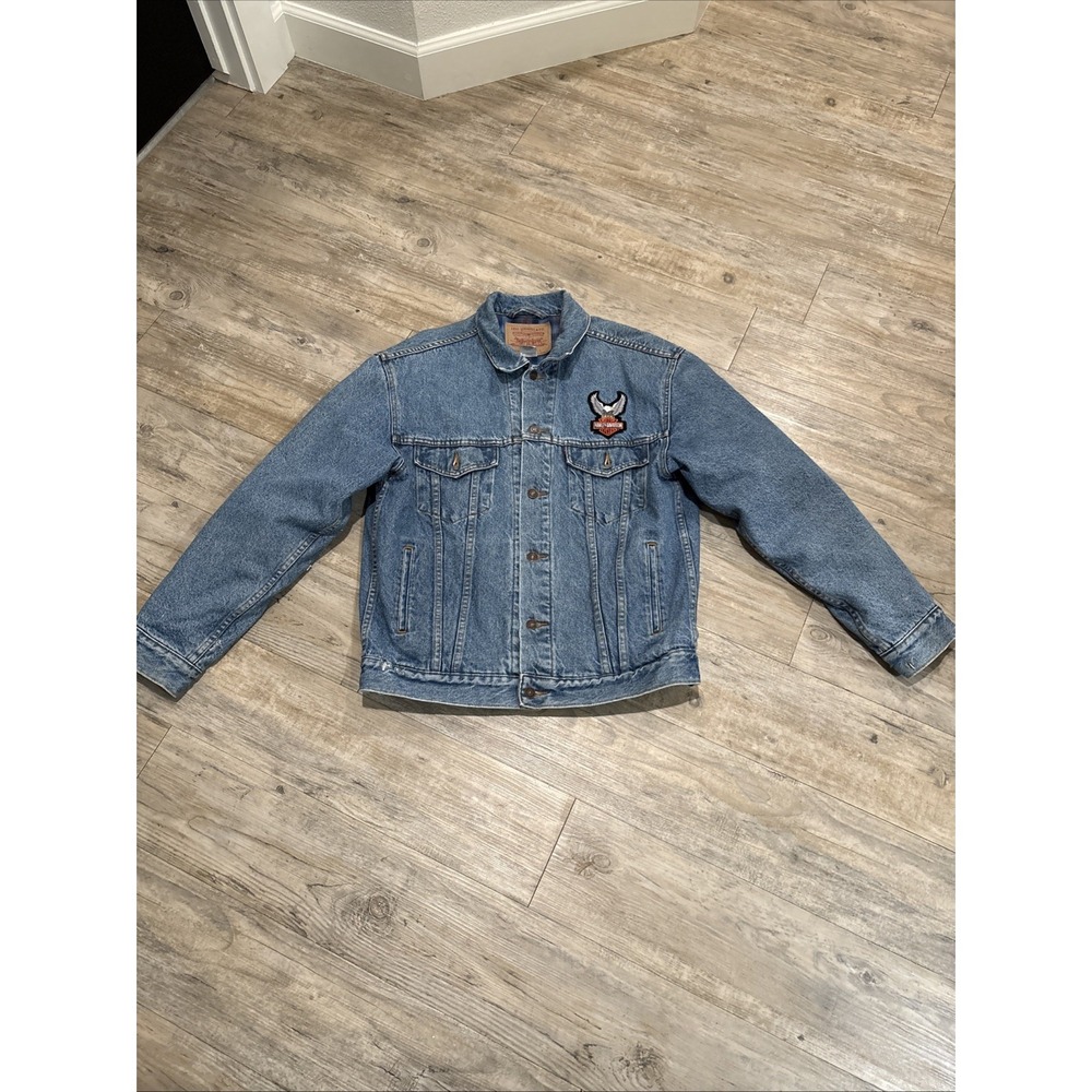 Vintage Levis‎ Jacket Mens L Blue Relaxed Trucker Type 3 Flannel Line 70518-0351